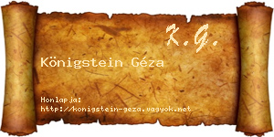 Königstein Géza névjegykártya